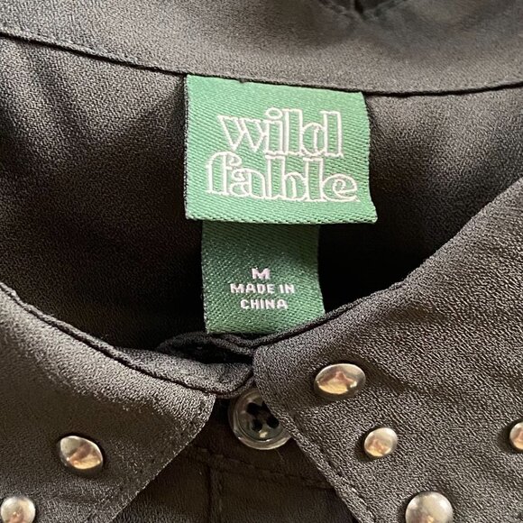 Wild Fable Black Button Down Shirt with Rivets - Picture 9 of 10
